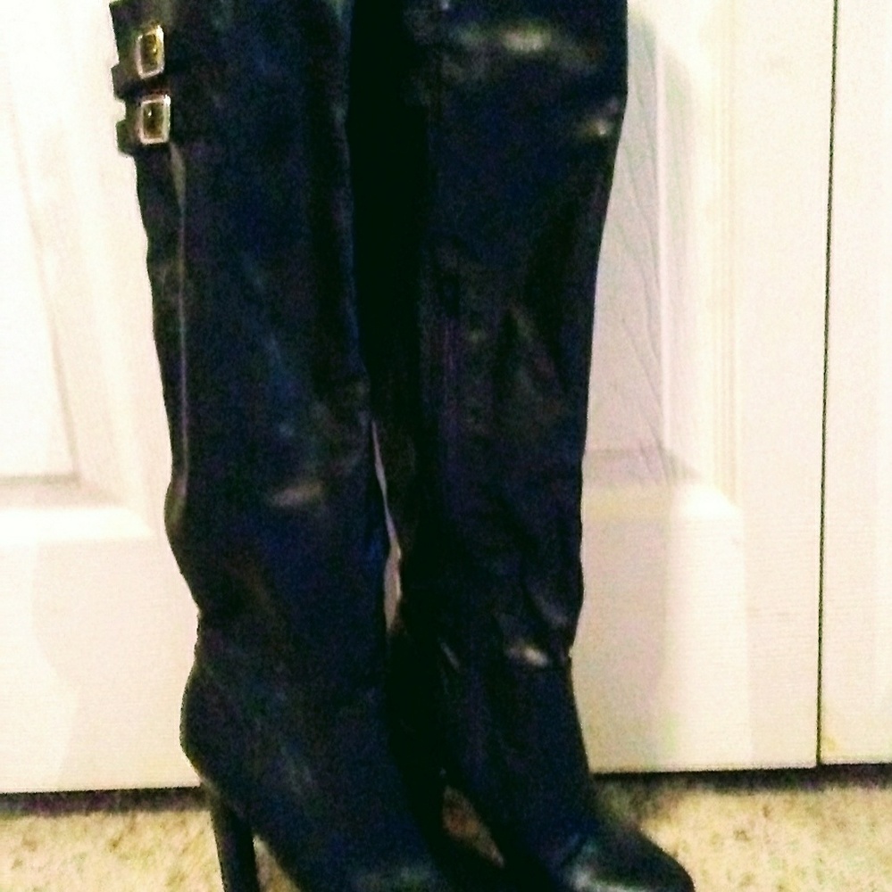 Material Girl Stiletto Boots w/ Gold Accents